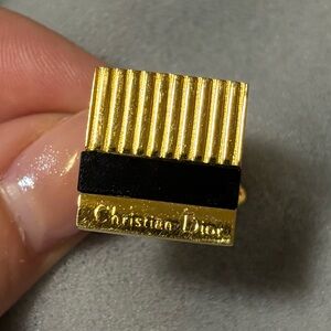 Christian Dior Vintage Cufflink Single Replacement - Gold/Black Ribbed